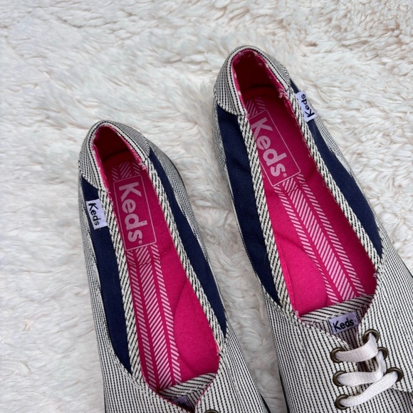 Keds | beacon blue and white striped boat shoe slip on canvas coastal - Picture 2 of 5